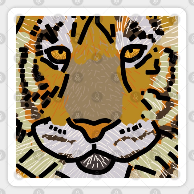 Tiger Face Sticker by ellenhenryart